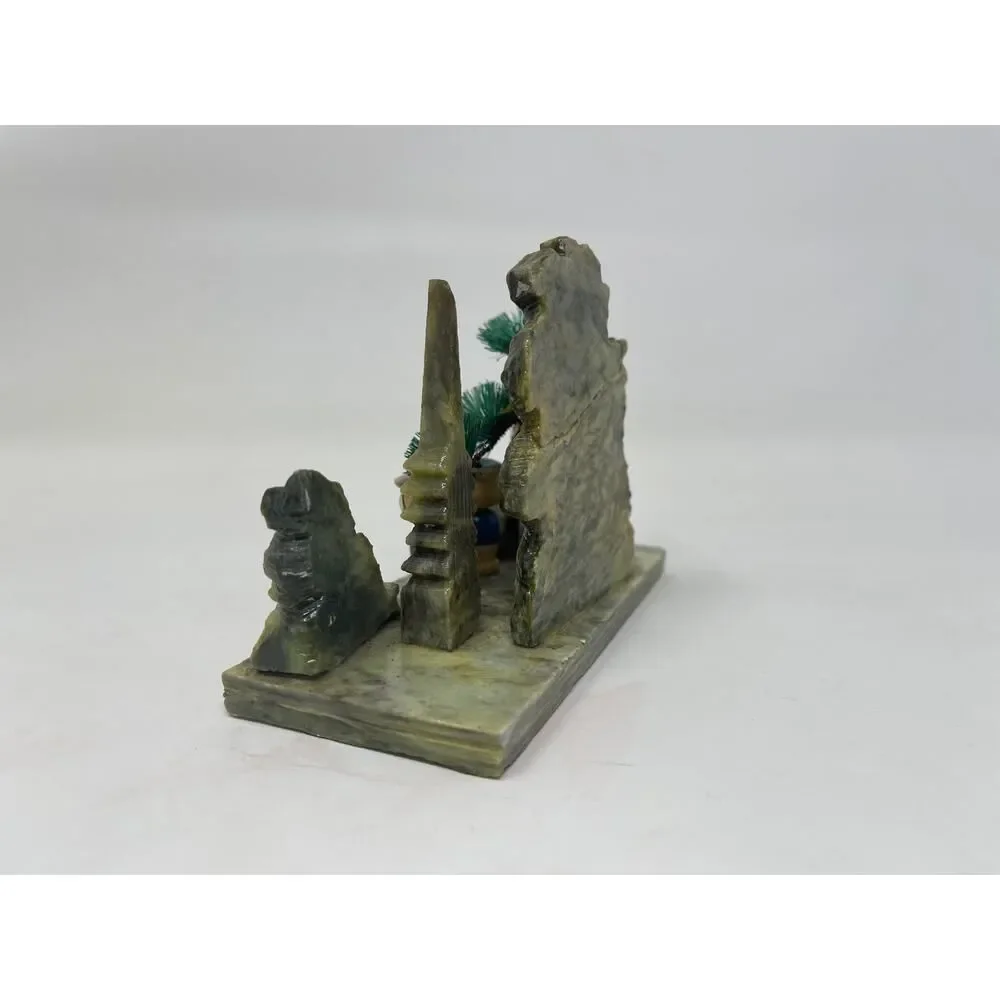 Japanese mini natural stone kokeshi doll couple, stone vintage figurine handmade